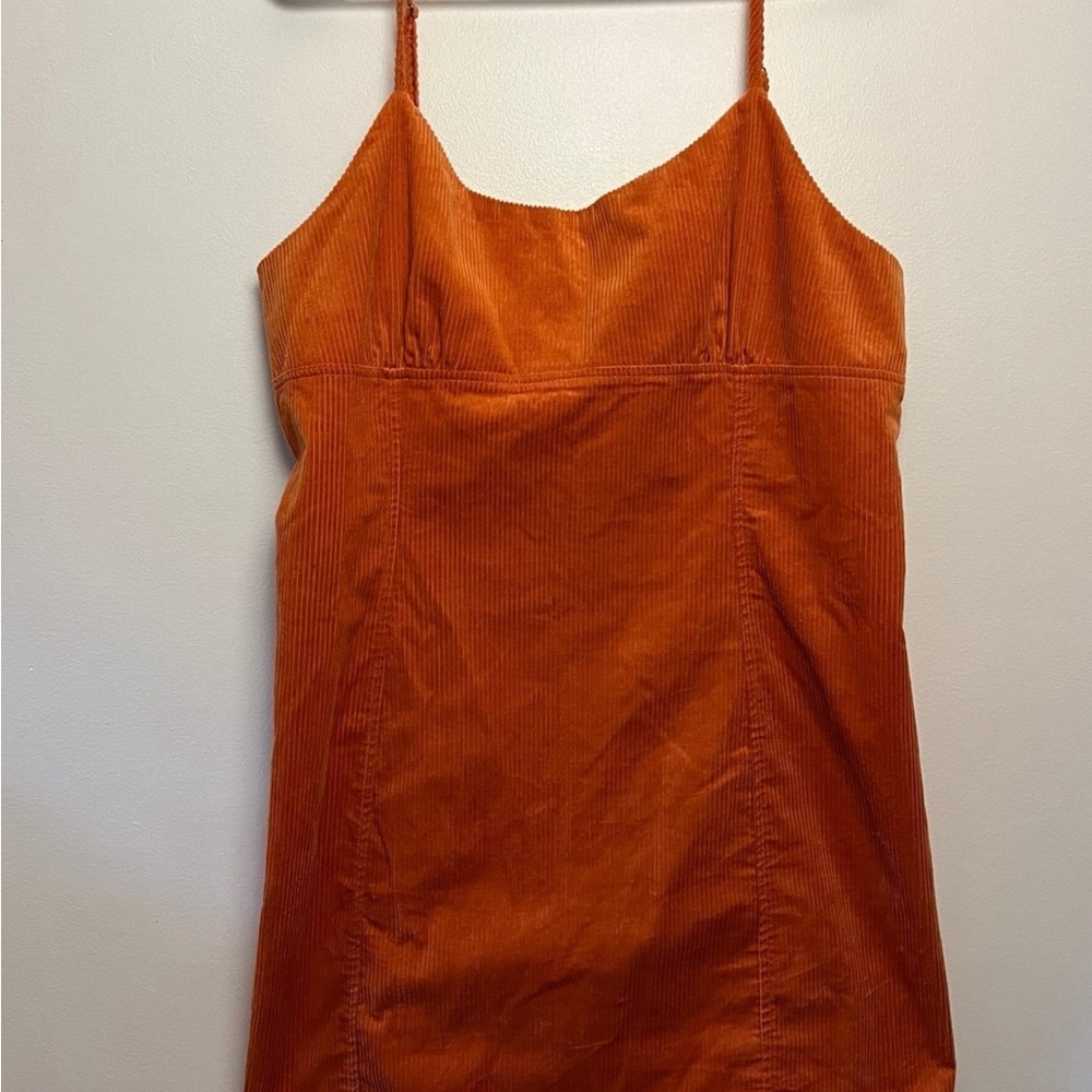 Wild Fable orange corduroy mini dress spaghetti straps adjustable size XL